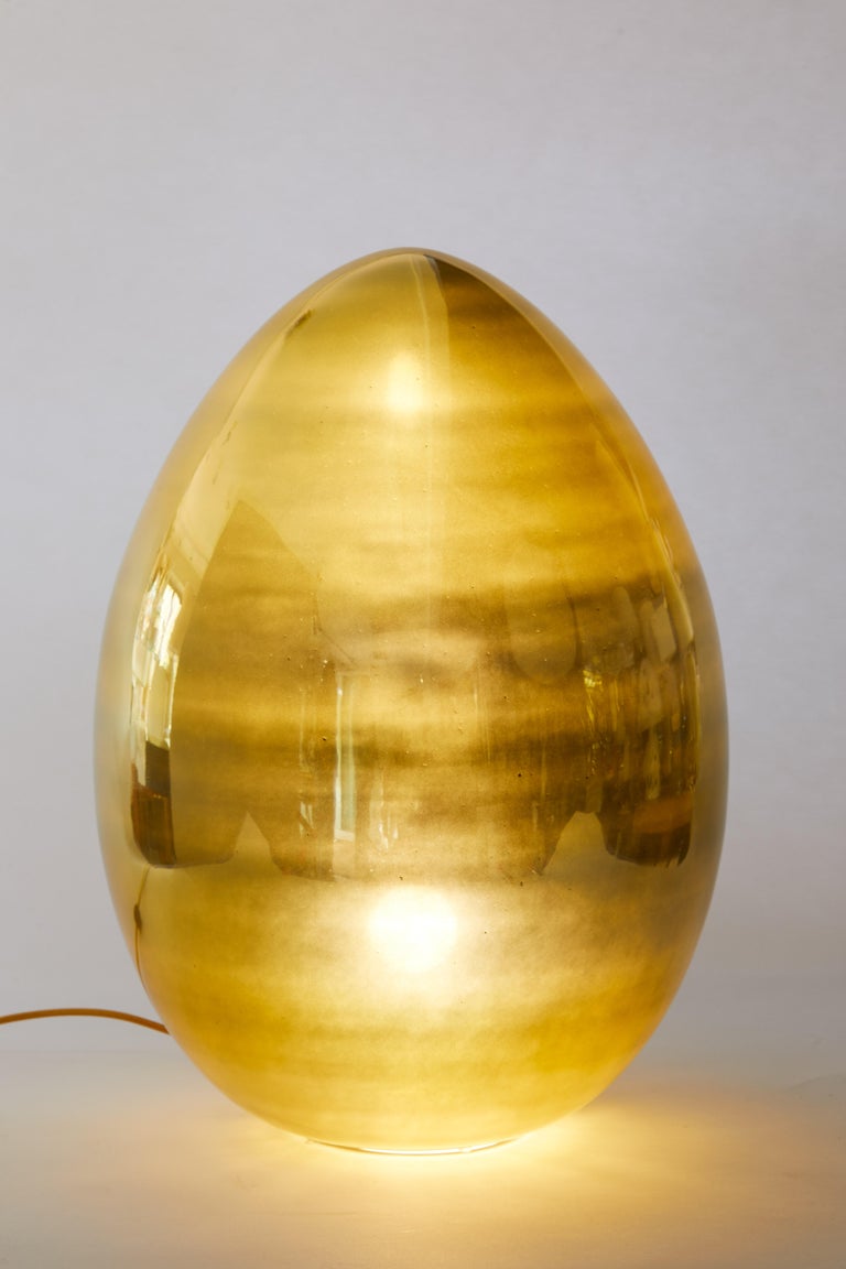 Contemporary Bronze Murano Glass Egg Shape Table Lamp at 1stDibs