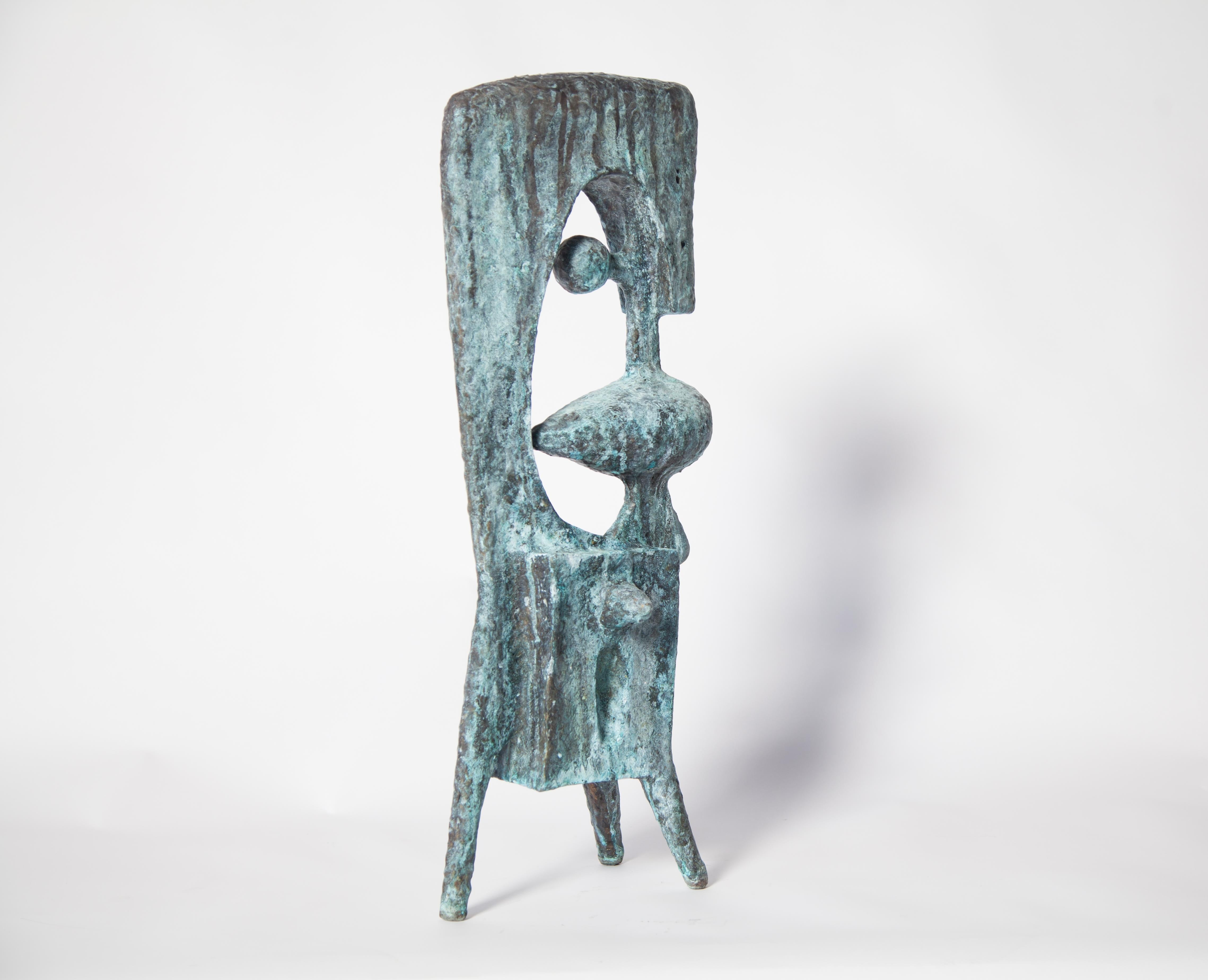 Contemporary bronze sculpture done by New York based Sculptor, BJ Las Ponas. To create a piece, Las Ponas cuts sheets of bronze and shapes them while still hot over an anvil. He melts bronze rods on top, welds them into place, and hammers. This