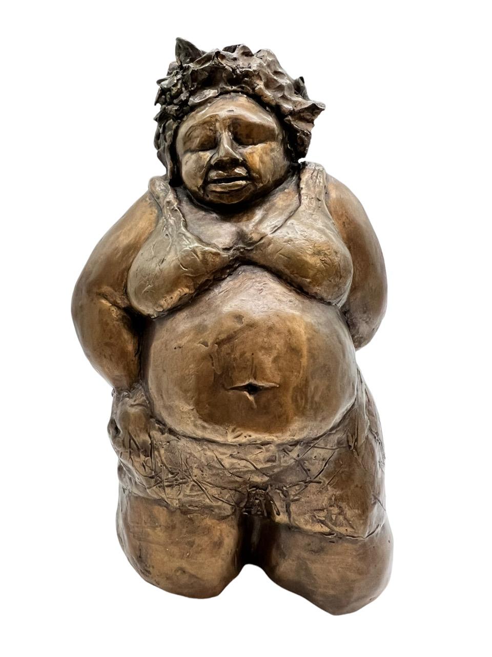 Contemporary bronze sculpture depicting a robust woman whose expressions are very vivid and expressive by artist Yael Erlichman. It is signed by the artist.
 