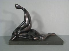 Sculpture contemporaine en bronze "Couple enlacé" par Volodymyr Odrehiwski - 1Y208