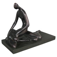 Sculpture contemporaine en bronze "Couple enlacé" par Volodymyr Odrehiwski - 1Y208