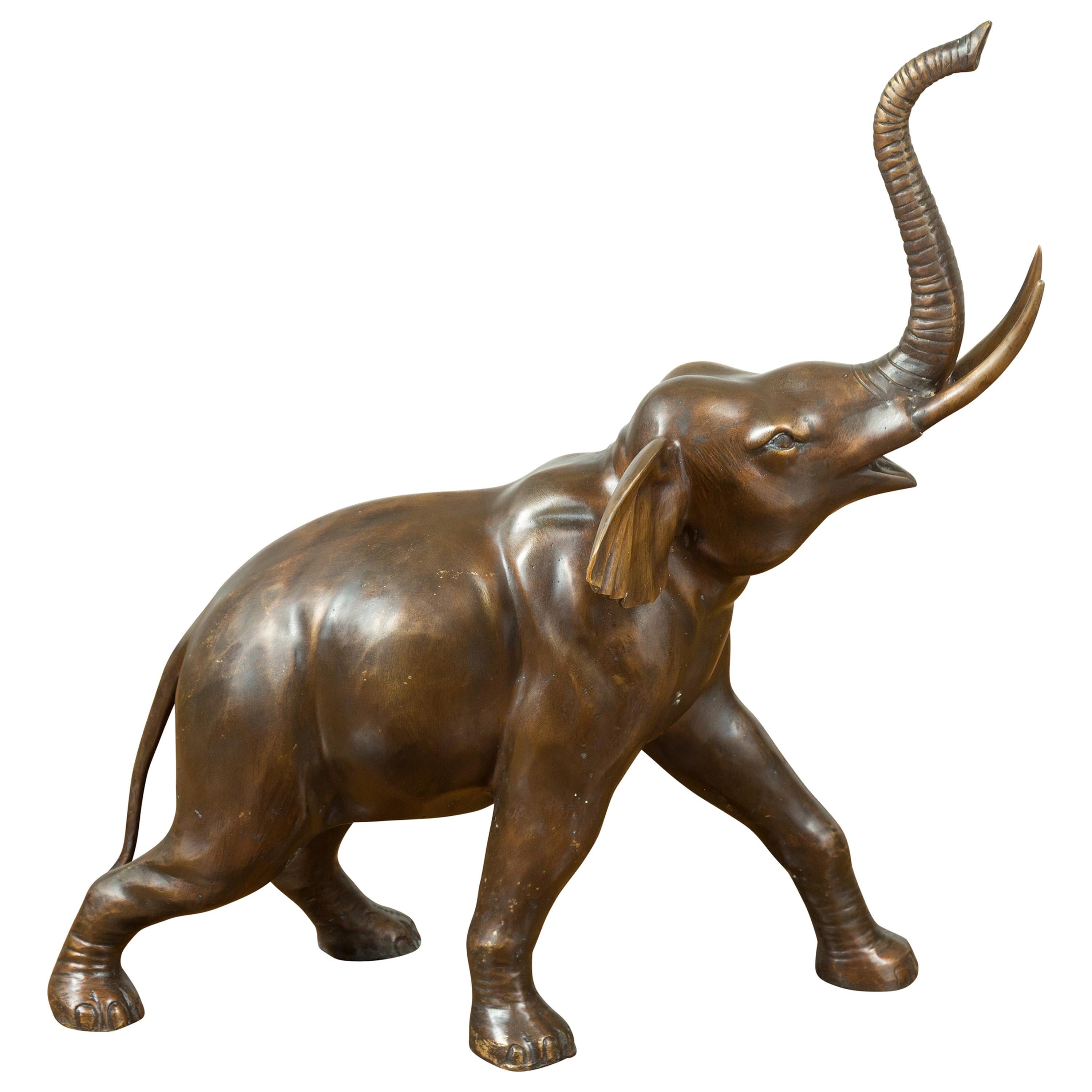 Skulptur Figur Bronze teilpoliert Elefant 