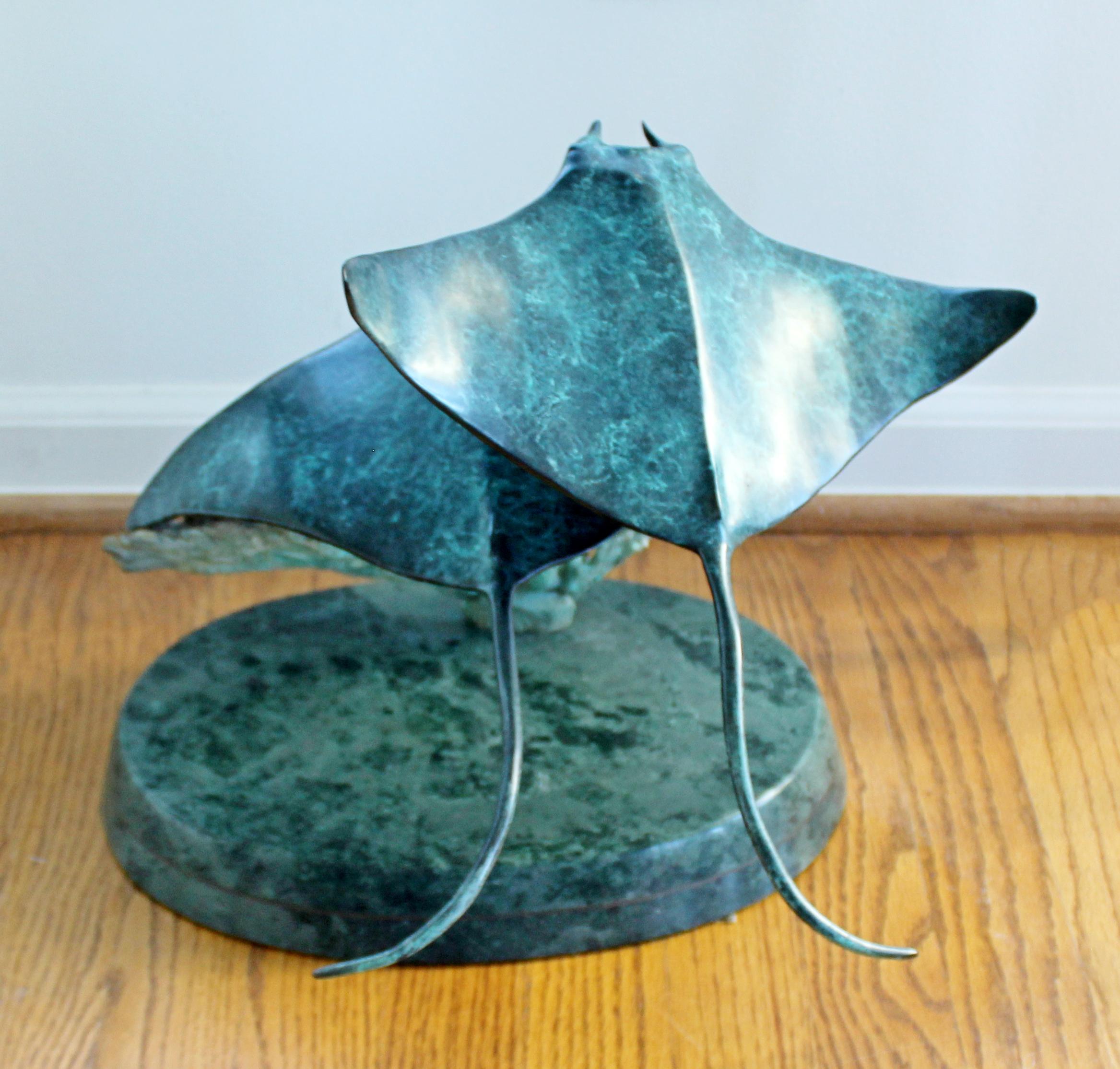 American Contemporary Bronze Sculpture Signed Robert Wyland Manta Rays #40/300, 1990s
