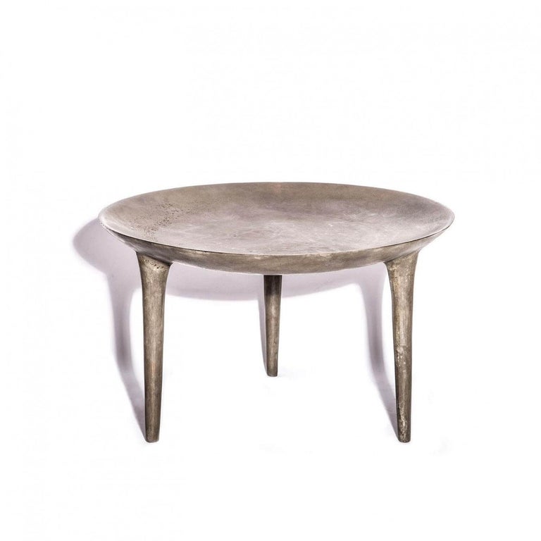 Contemporary bronze side table - low brazier by Rick Owens
2007
Dimensions: L 42 x W 42 x H 25 cm
Materials: bronze
Weight: 18.5 kg

Available in black finish or nitrate (dark brown) finish.

Rick Owens is a California-born fashion and