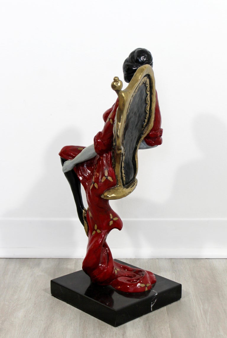 Contemporary Bronze Table Sculpture Lady in Red Signed Inscribed Tarkay 1994 COA at 1stDibs