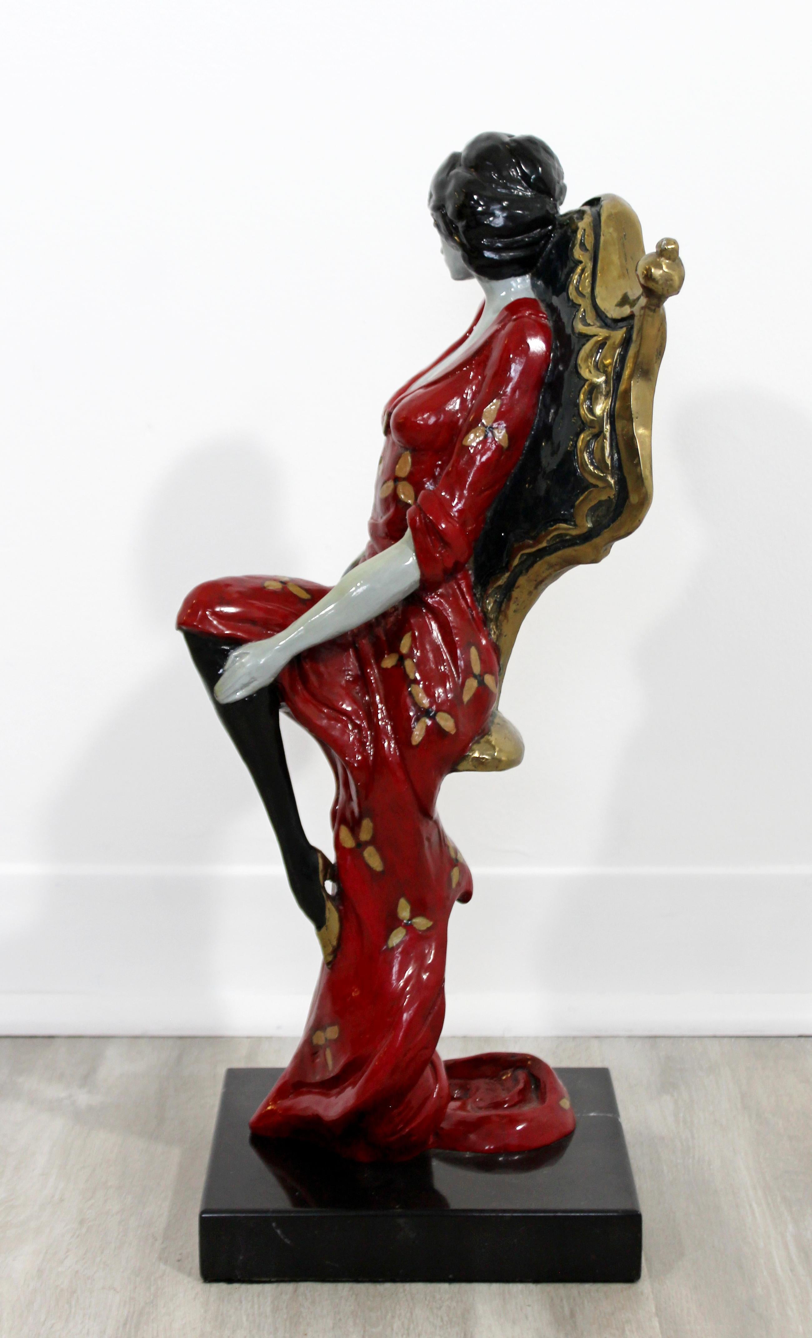 Contemporary Bronze Table Sculpture Lady in Red Signed Inscribed Tarkay 1994 COA 3