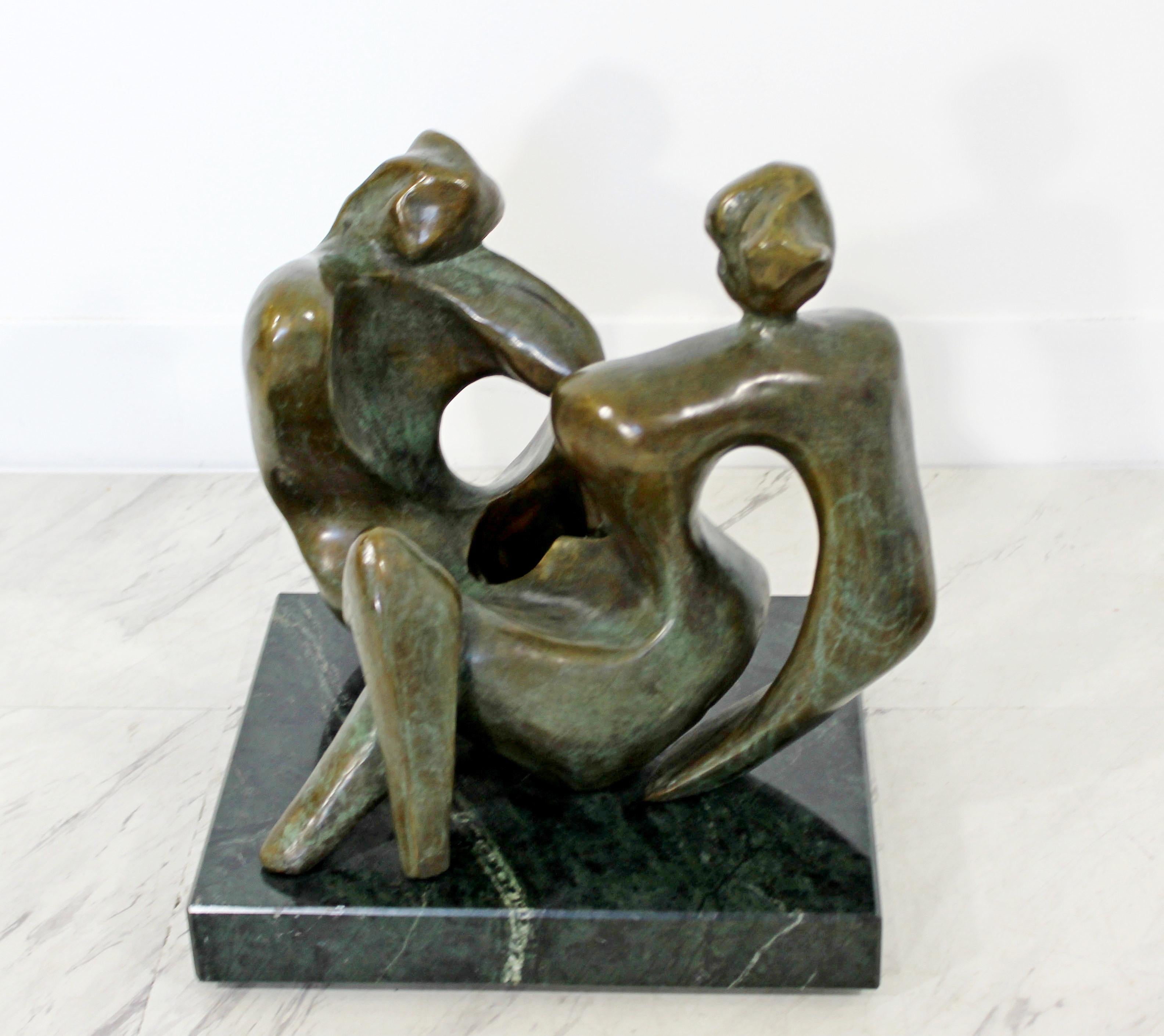 For your consideration is a magnificent, bronze table sculpture of two reclining women, on a green marble base, by Jean Jacques Porret, titled 