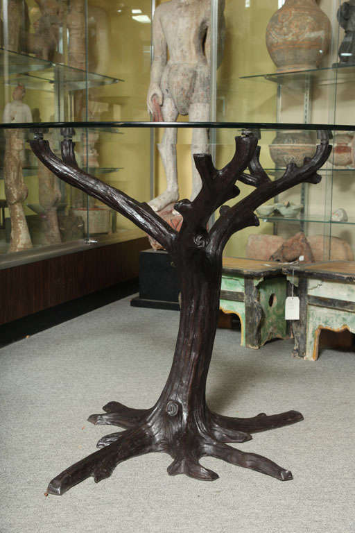 dining table with tree trunk base