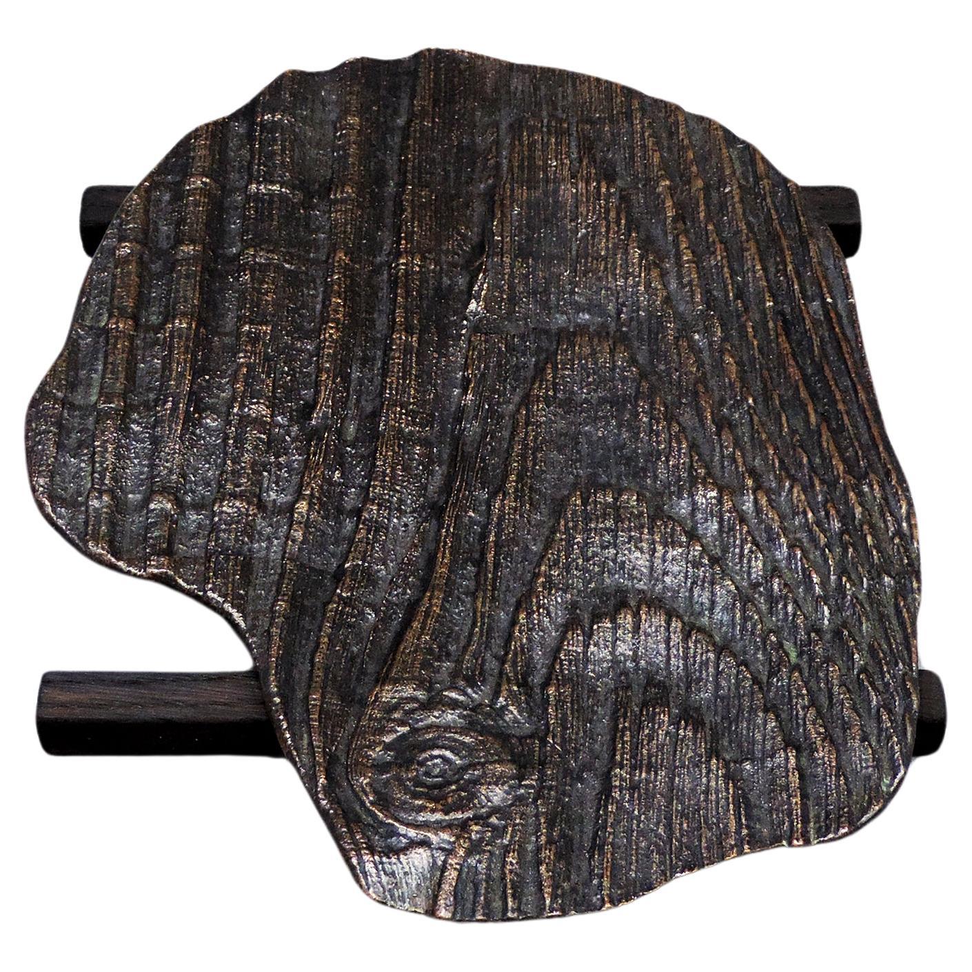 Contemporary Bronze Holz Textur Servierplatte im Angebot