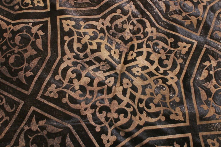 Cowhide Brown and Beige Circle Rug For Sale at 1stDibs