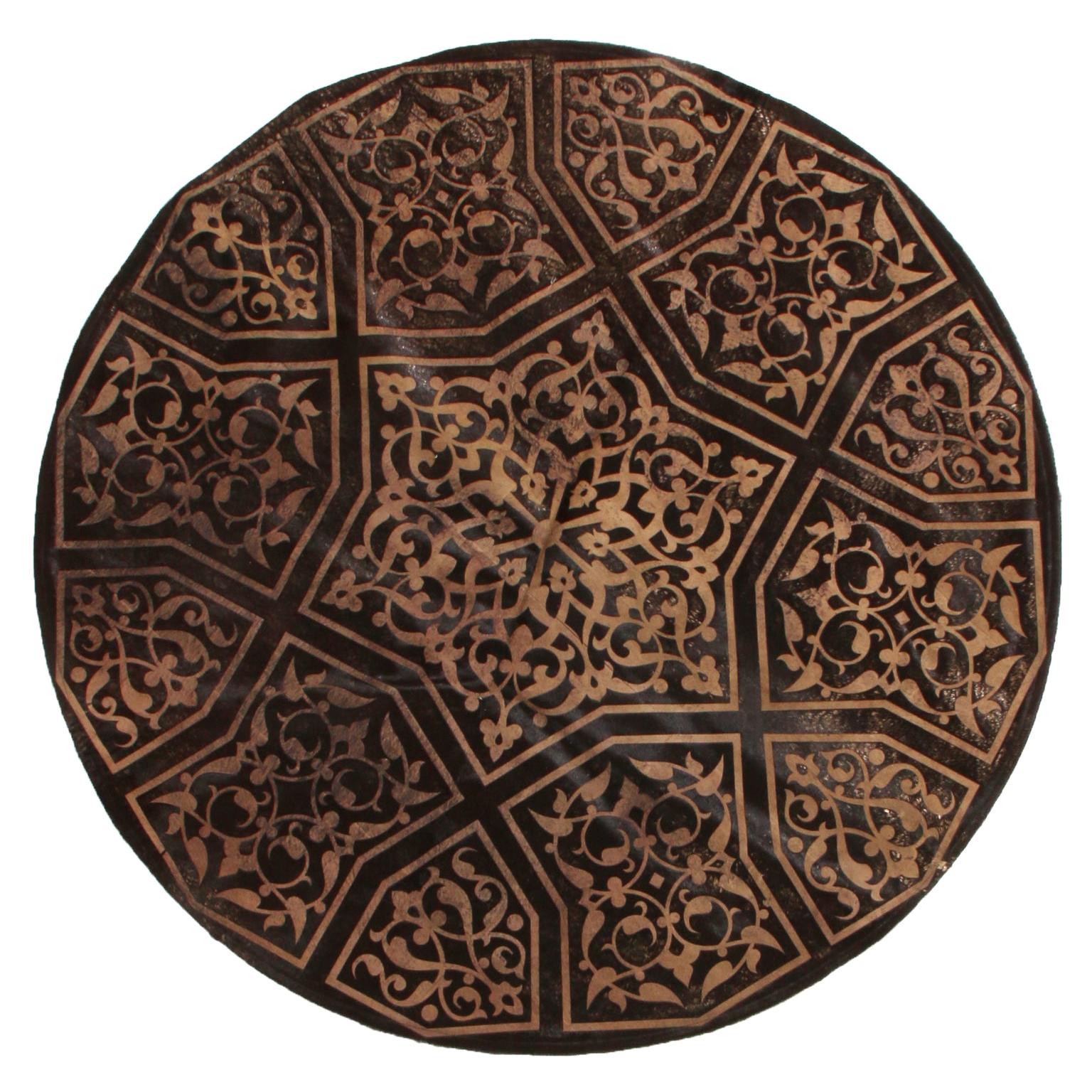 Cowhide Brown and Beige Circle Rug For Sale at 1stDibs