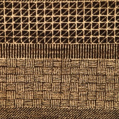Minimalist Persian Rug, Brown and Cream Wool, 8' x 10'