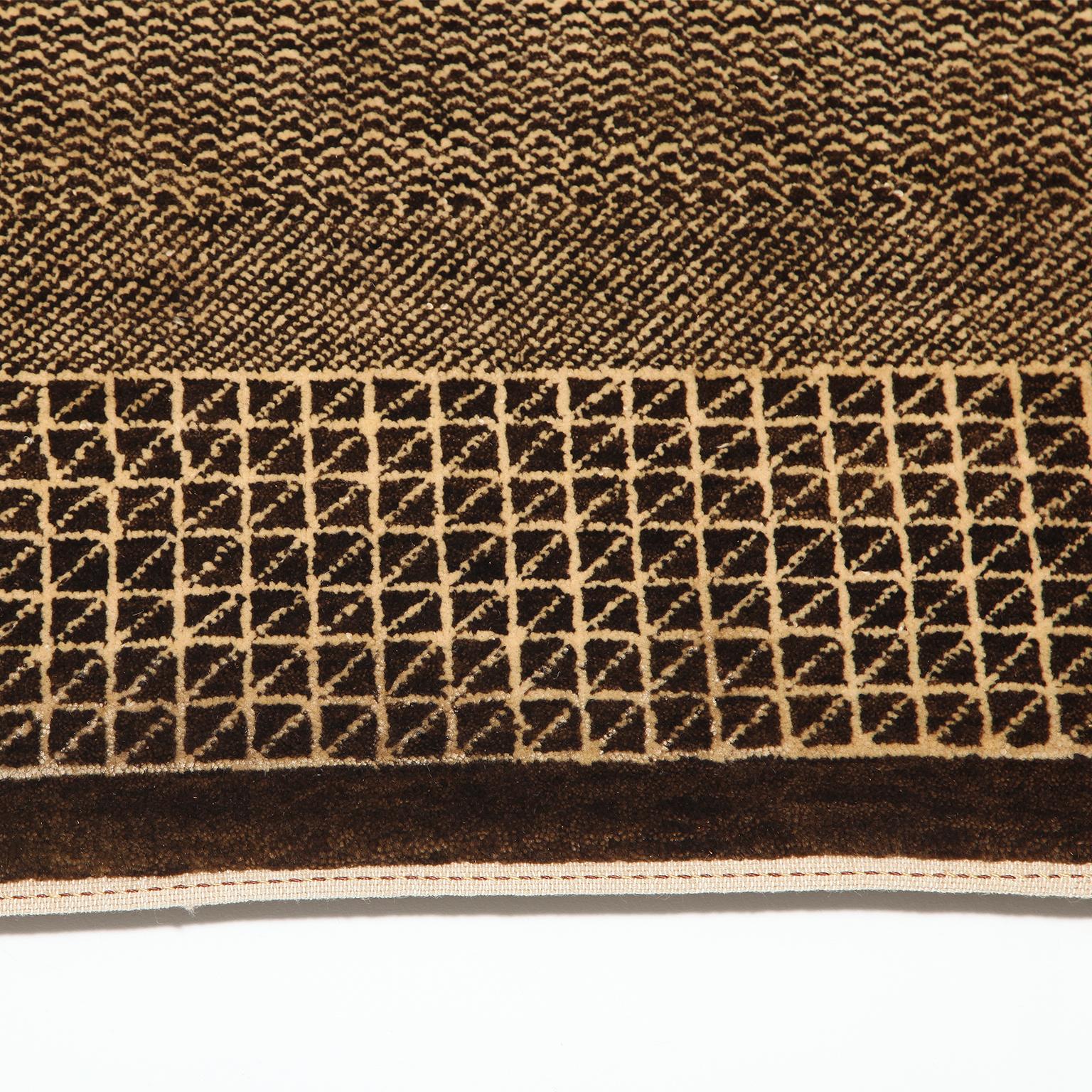 Minimalistischer Perserteppich, Brown und Creme Wolle, 8' x 10' im Angebot 1
