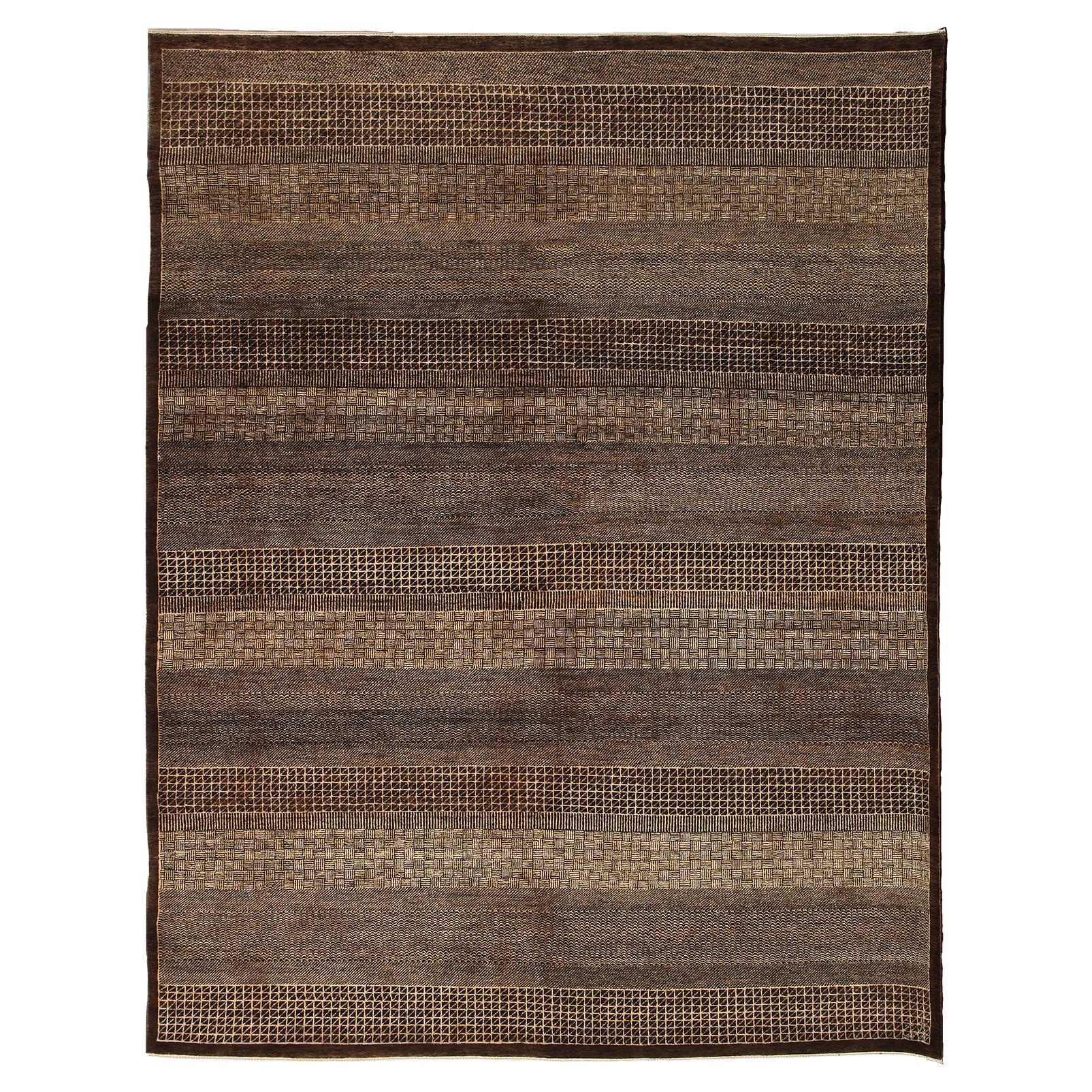 Orley Shabahang "Rain" Contemporary Persian Rug, Brown & Cream, 8' x 10' For Sale