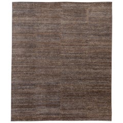 Contemporary Brown & Blue Wool and Silk Area Rug
