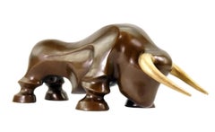 Contemporary Brown Bronze Bull Sculpture in Modern Animalier Style