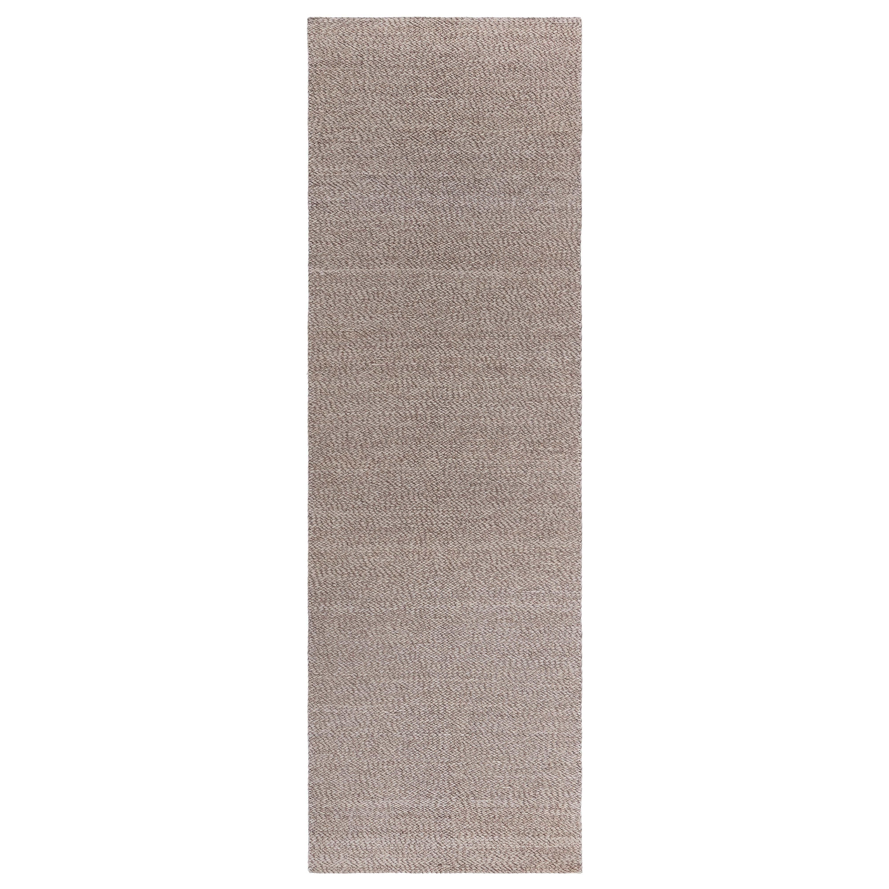Zeitgenössischer brauner handgefertigter Woll-Läufer von Doris Lelie Blau im Angebot