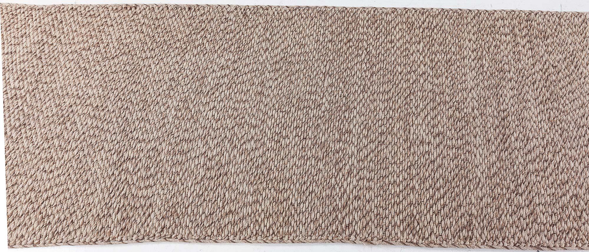 Zeitgenössischer brauner handgefertigter Woll-Läufer von Doris Leslie Blau (Handgeknüpft) im Angebot