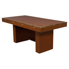 Used Contemporary Brown Lacquered Wooden Executive Desk