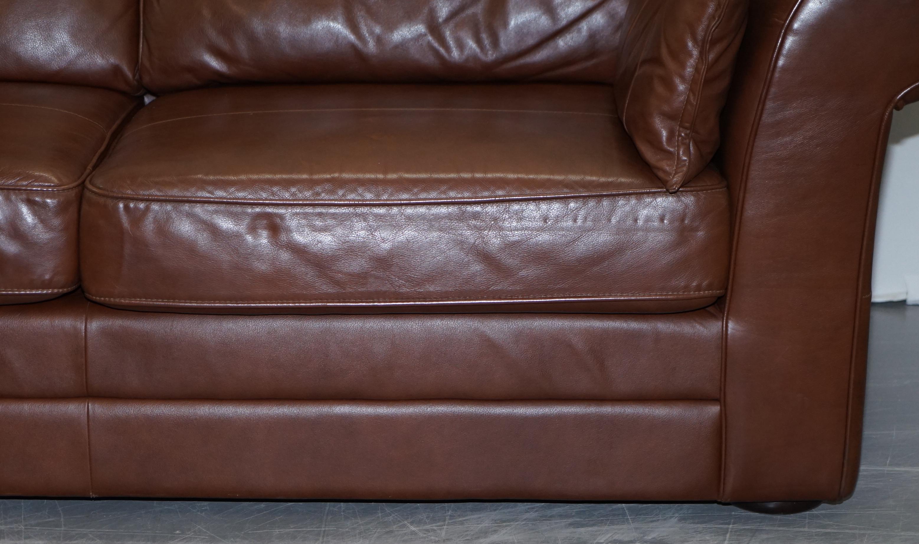 Contemporary Brown Leather Large Comfortable Three Seat Sofa Part of Large Suite 4