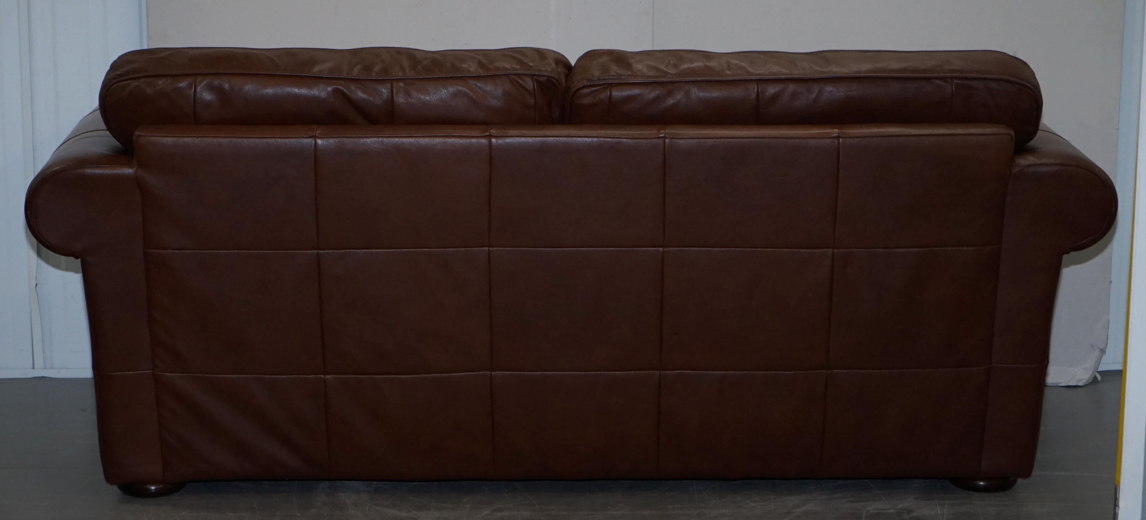 Contemporary Brown Leather Large Comfortable Three Seat Sofa Part of Large Suite 7