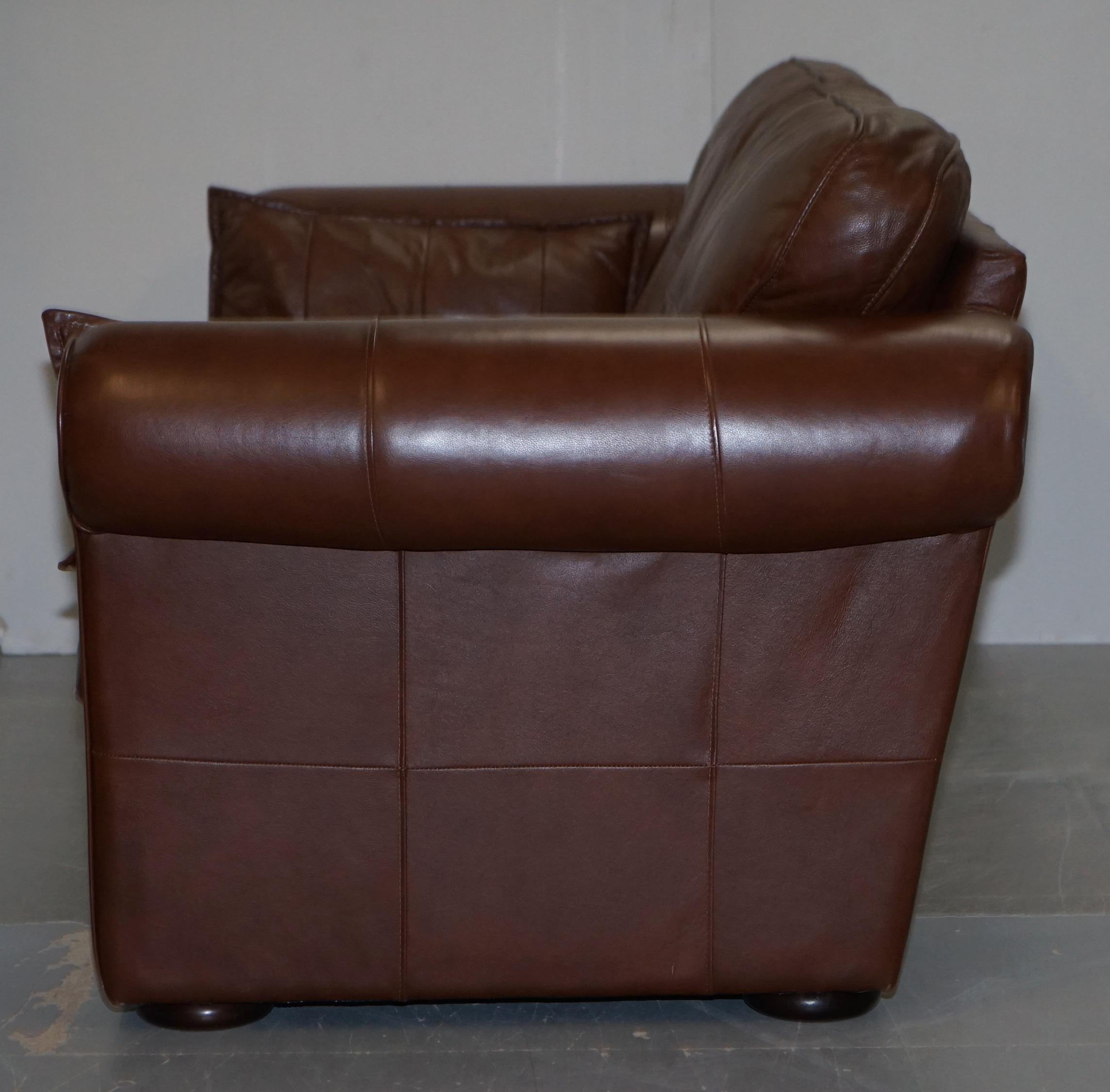Contemporary Brown Leather Large Comfortable Three Seat Sofa Part of Large Suite 8