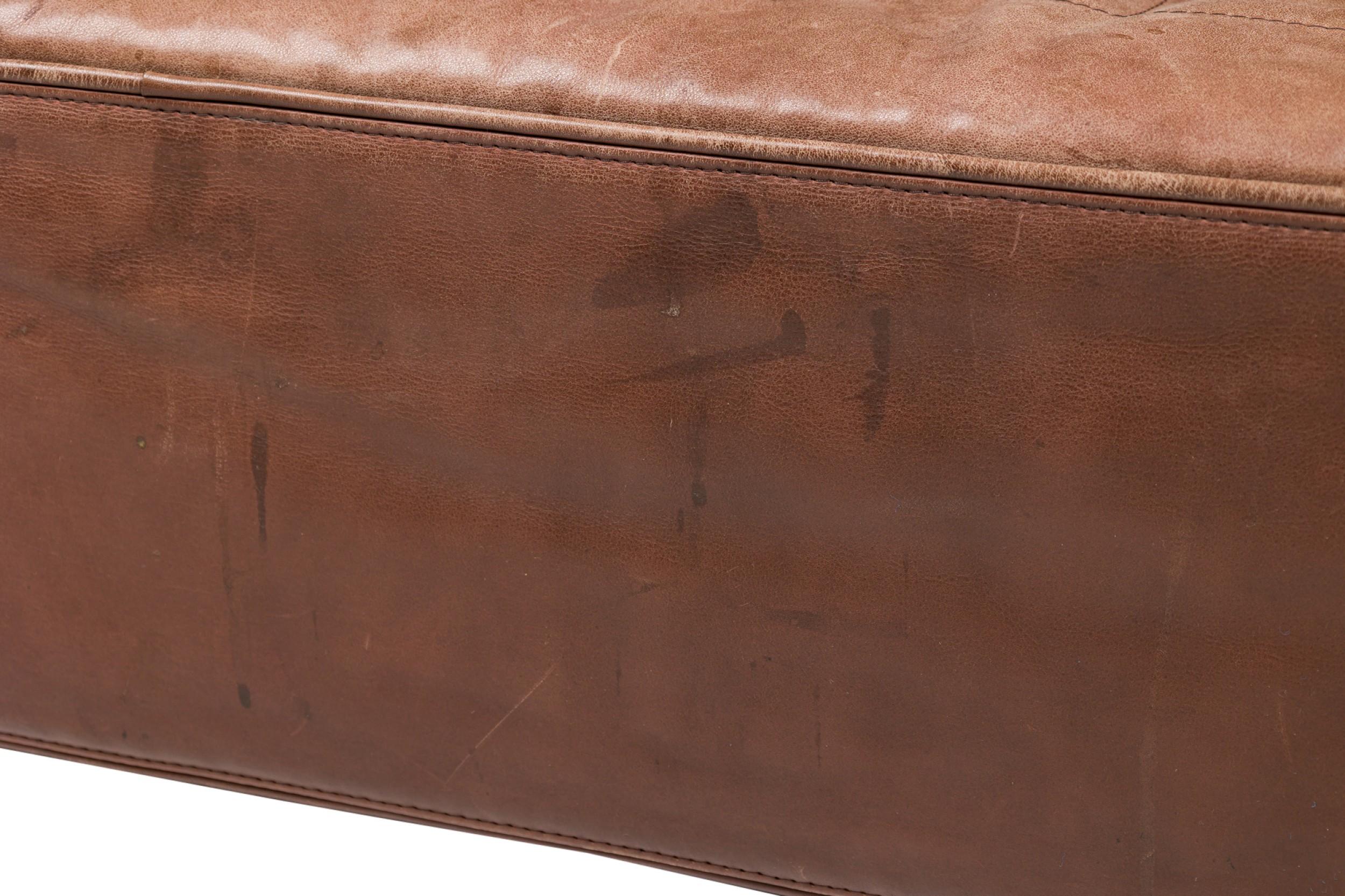 Contemporary Brown Leather Sofa For Sale 3