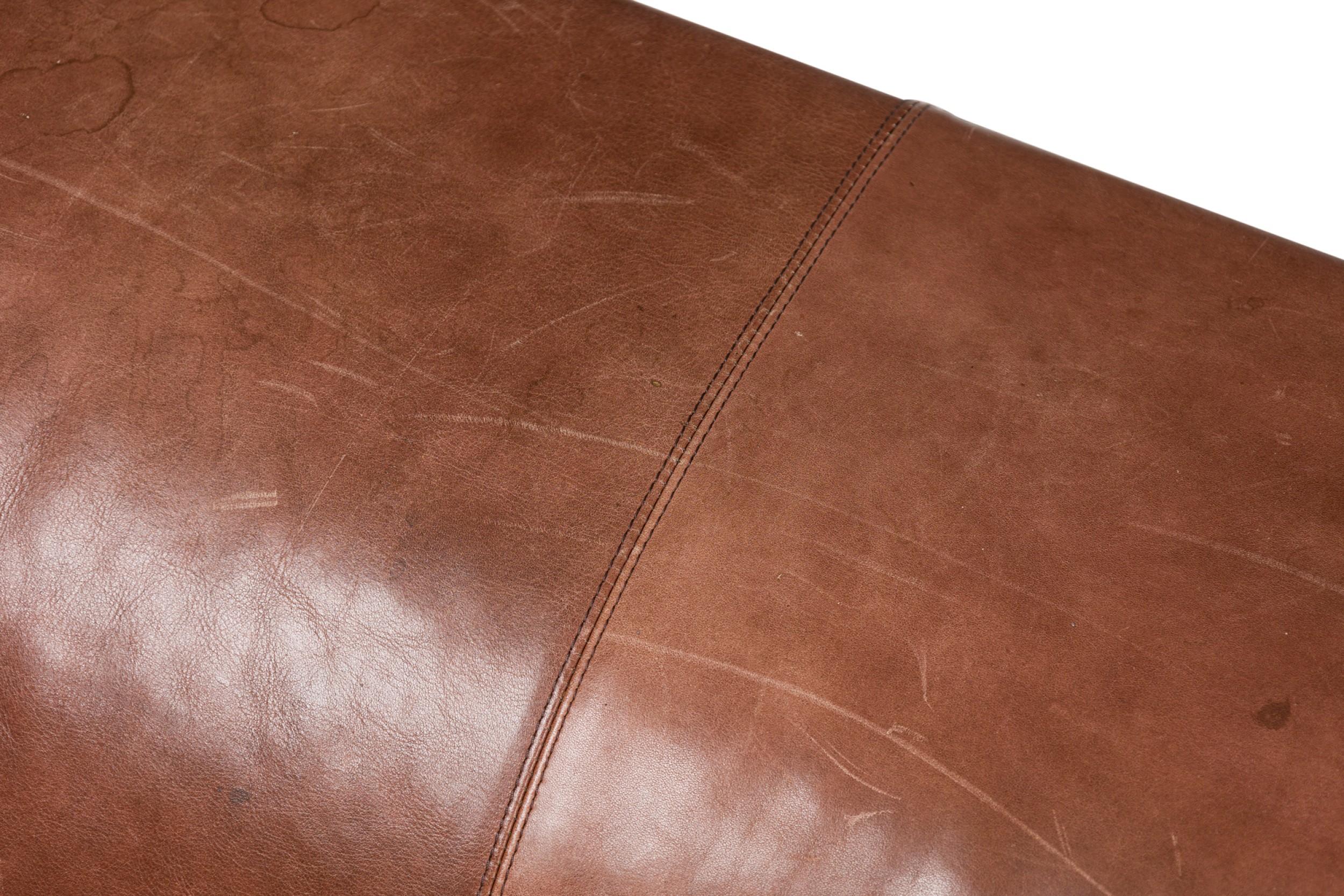 Contemporary Brown Leather Sofa For Sale 4