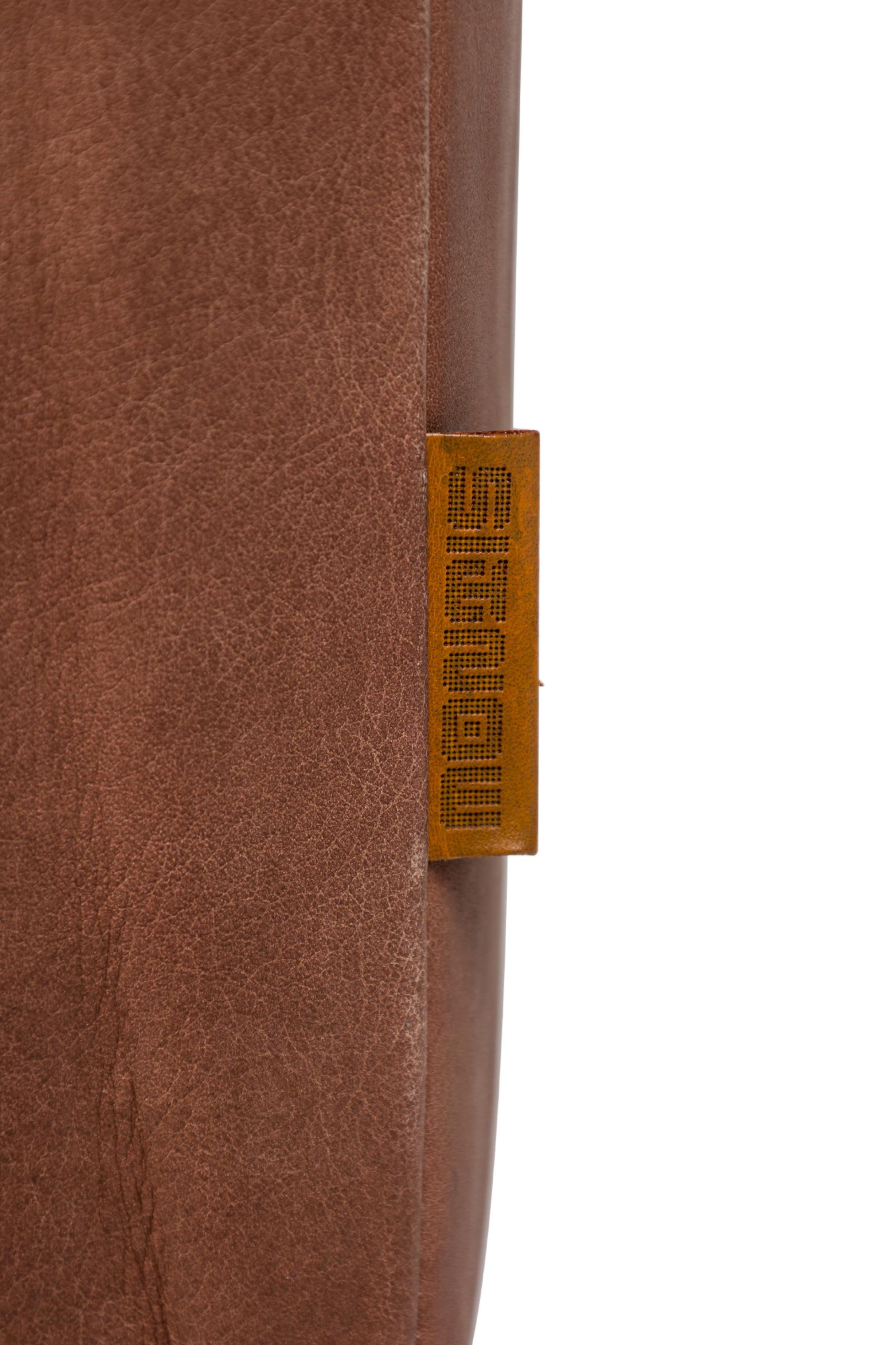 Contemporary Brown Leather Sofa For Sale 5