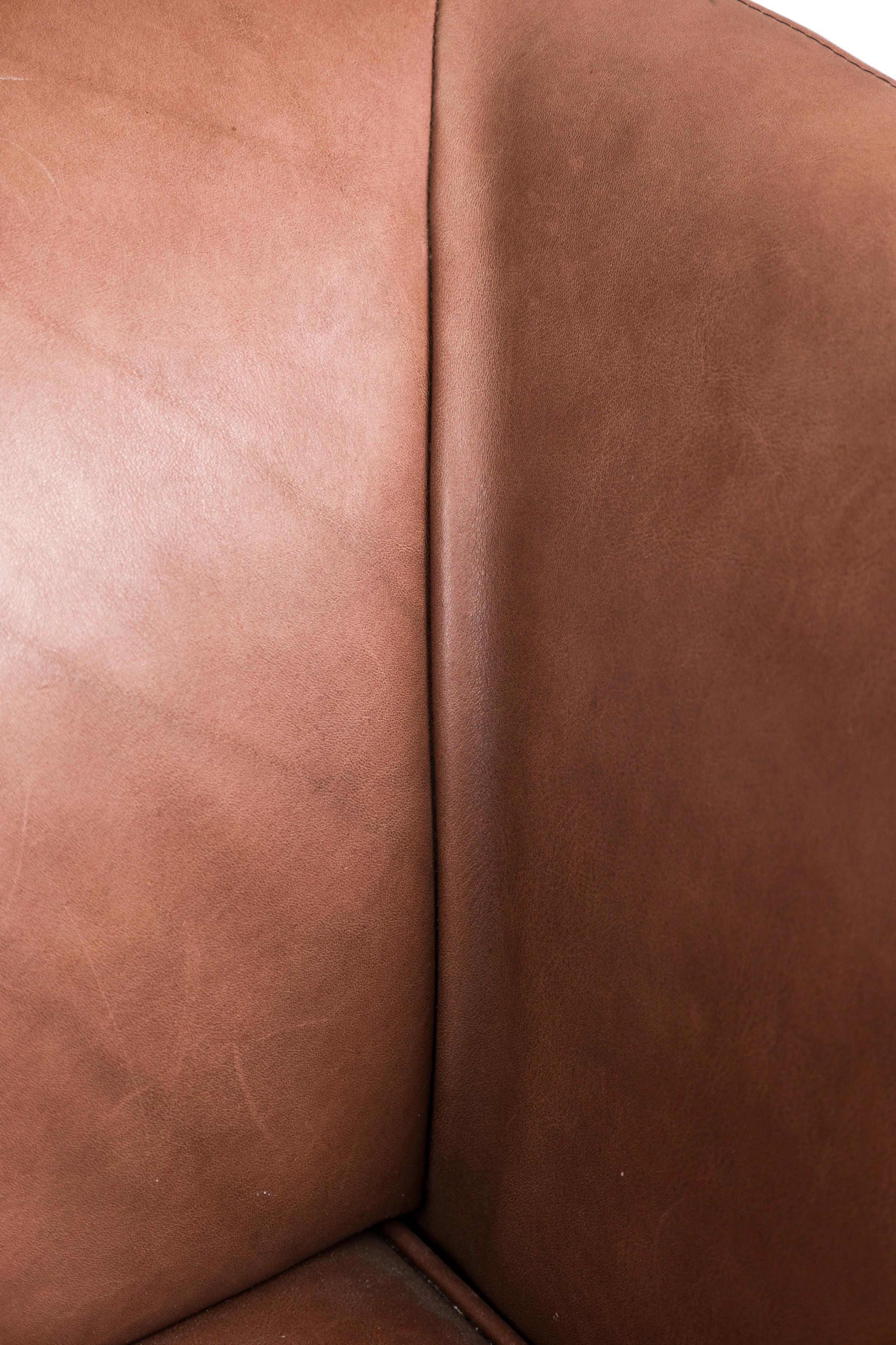 20th Century Contemporary Brown Leather Sofa For Sale