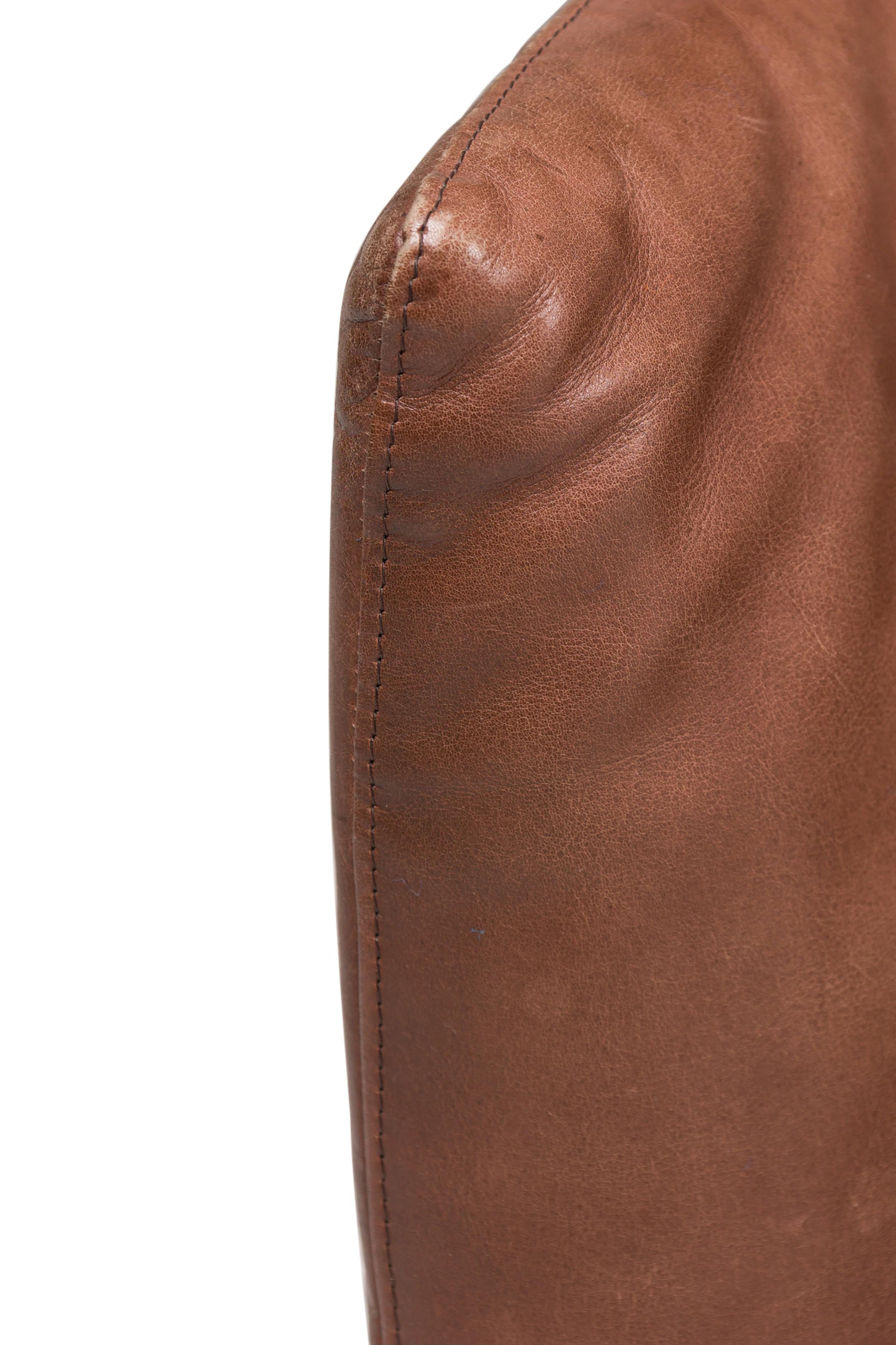 Contemporary Brown Leather Sofa For Sale 1
