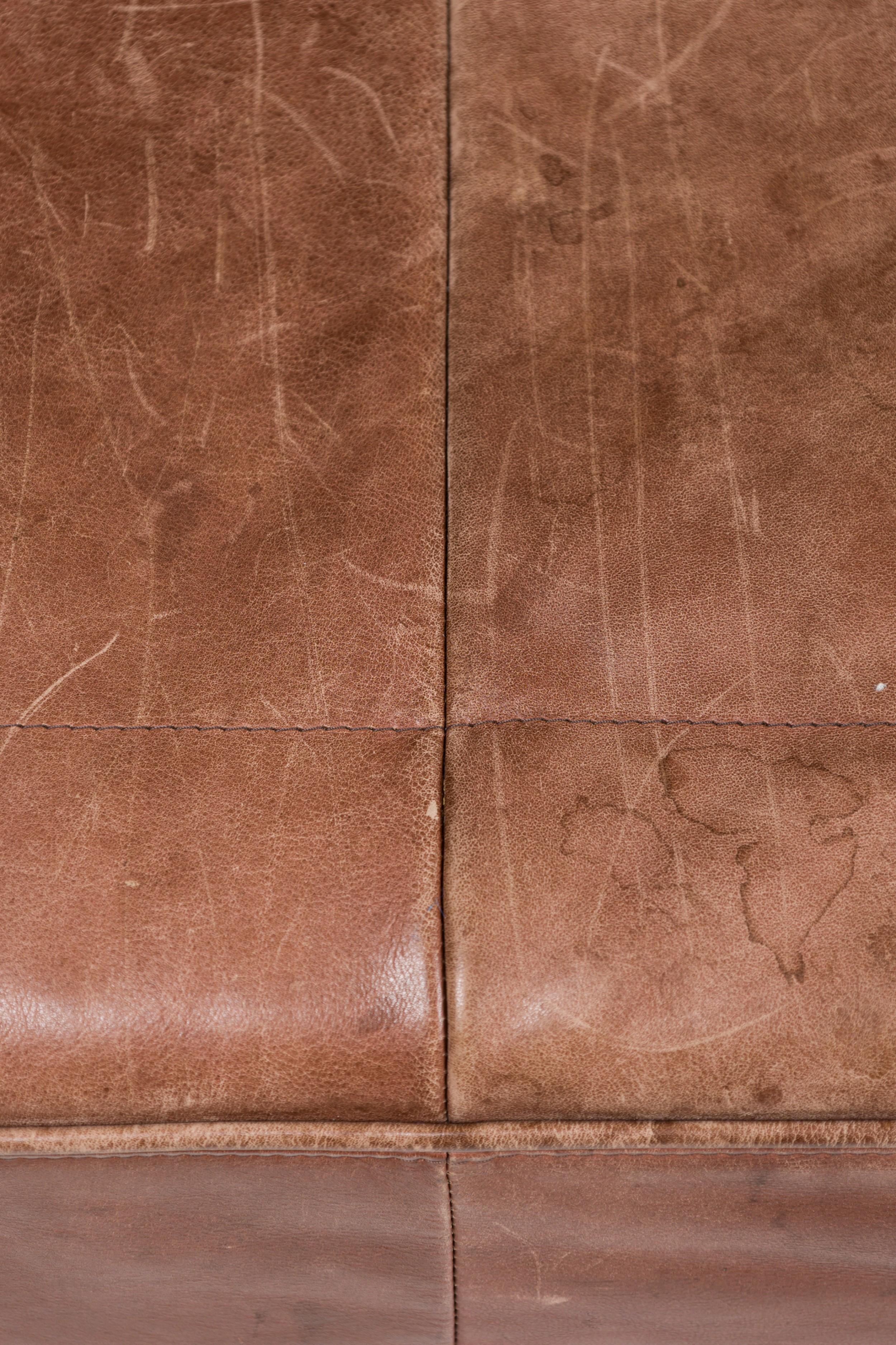 Contemporary Brown Leather Sofa For Sale 2