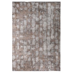 Contemporary Brown nd Silver Diamond Pattern Luxury Chenille Rug