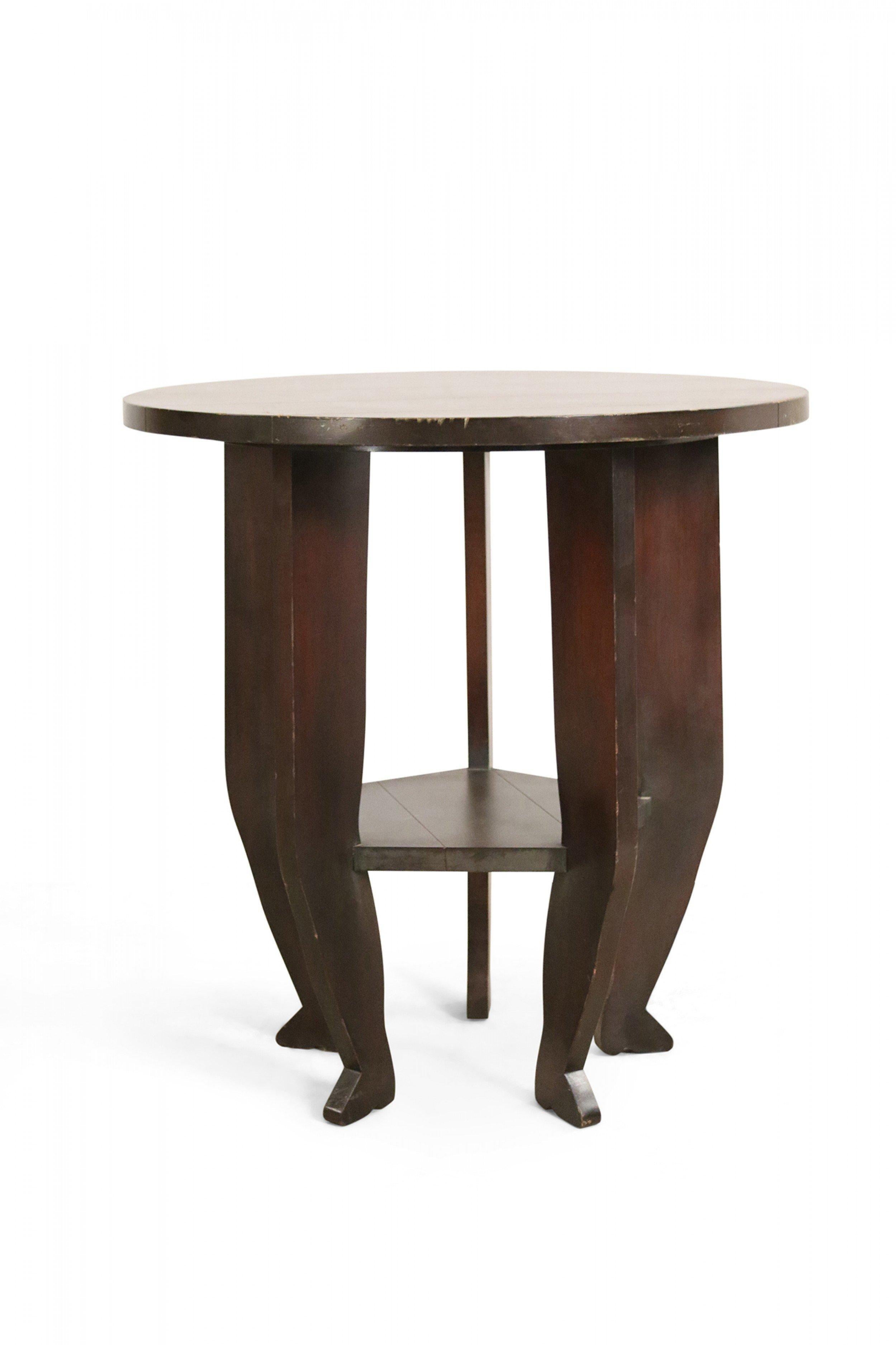 20th Century Contemporary Brown Painted Large Circular 5-Leg End Table For Sale