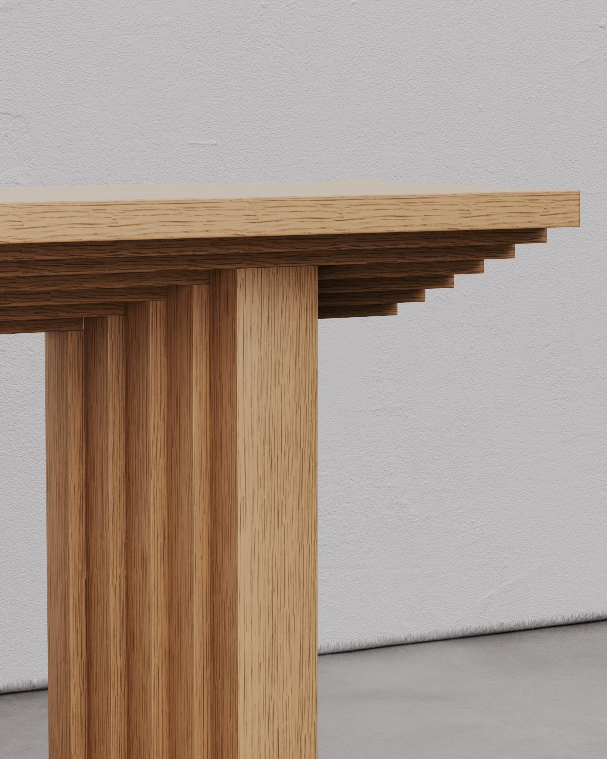 Hand-Crafted Contemporary Brown Solid Oak wood Ater console by Tim Vranken For Sale