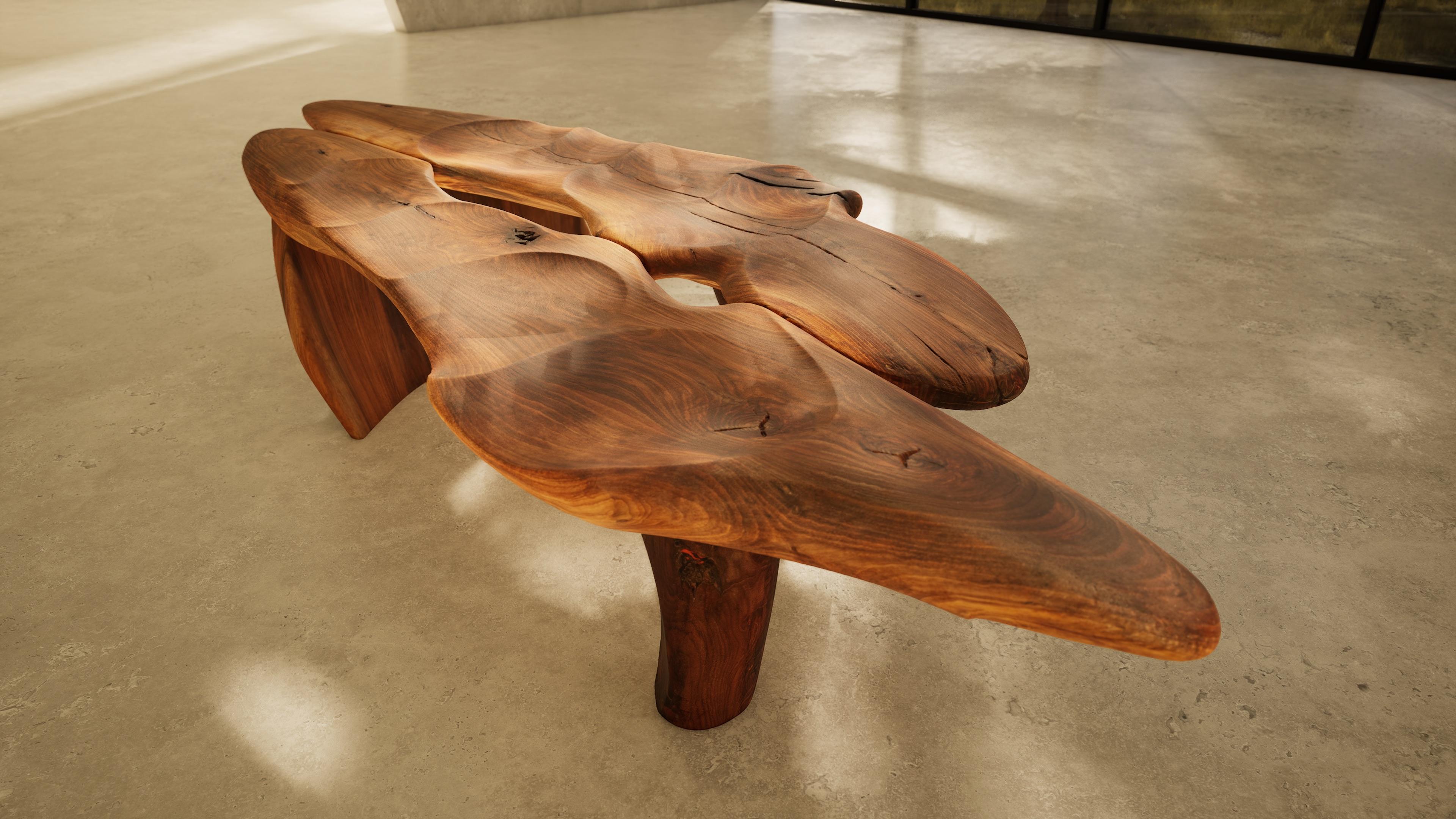 Red Cut is a central focal point sculptural bench seat carved from walnut wood.
There are many layers within the process of creation of the Red Cut bench and the origin of its conception and design.
There is within the centre of the piece a rift and