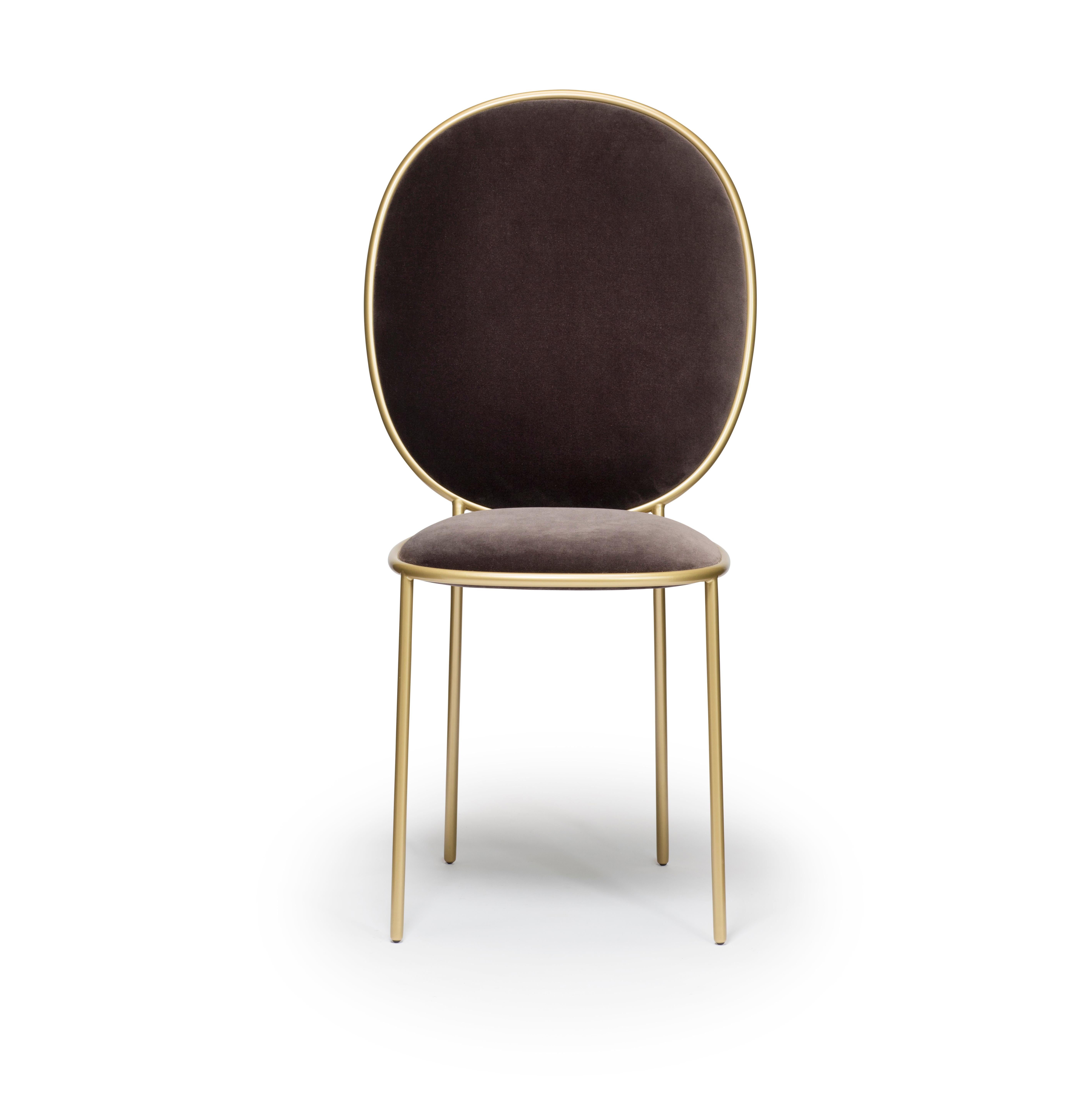 Moderne Chaise de salle à manger contemporaine tapissée en velours marron, Stay par Nika Zupanc en vente