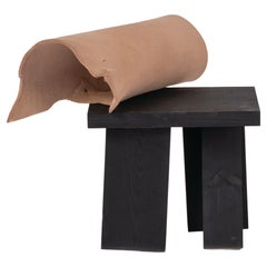 Contemporary Brown Water Buffalo Leather Mímesis 02 Stool by Jordi Ribaudí