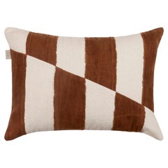 Contemporary Brown & White Cushion Cover from Handwoven Malian Cotton Fabrics