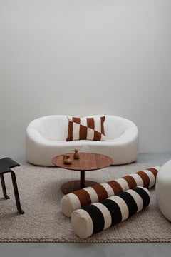 Contemporary Brown & White Handwoven Cushion / Bolster for on Your Bed or Sofa