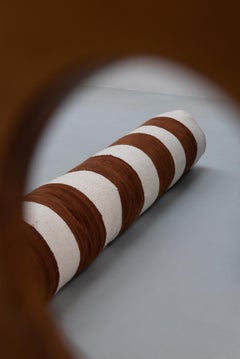 Contemporary Brown & White Handwoven Cushion / Bolster for on Your Bed or Sofa
