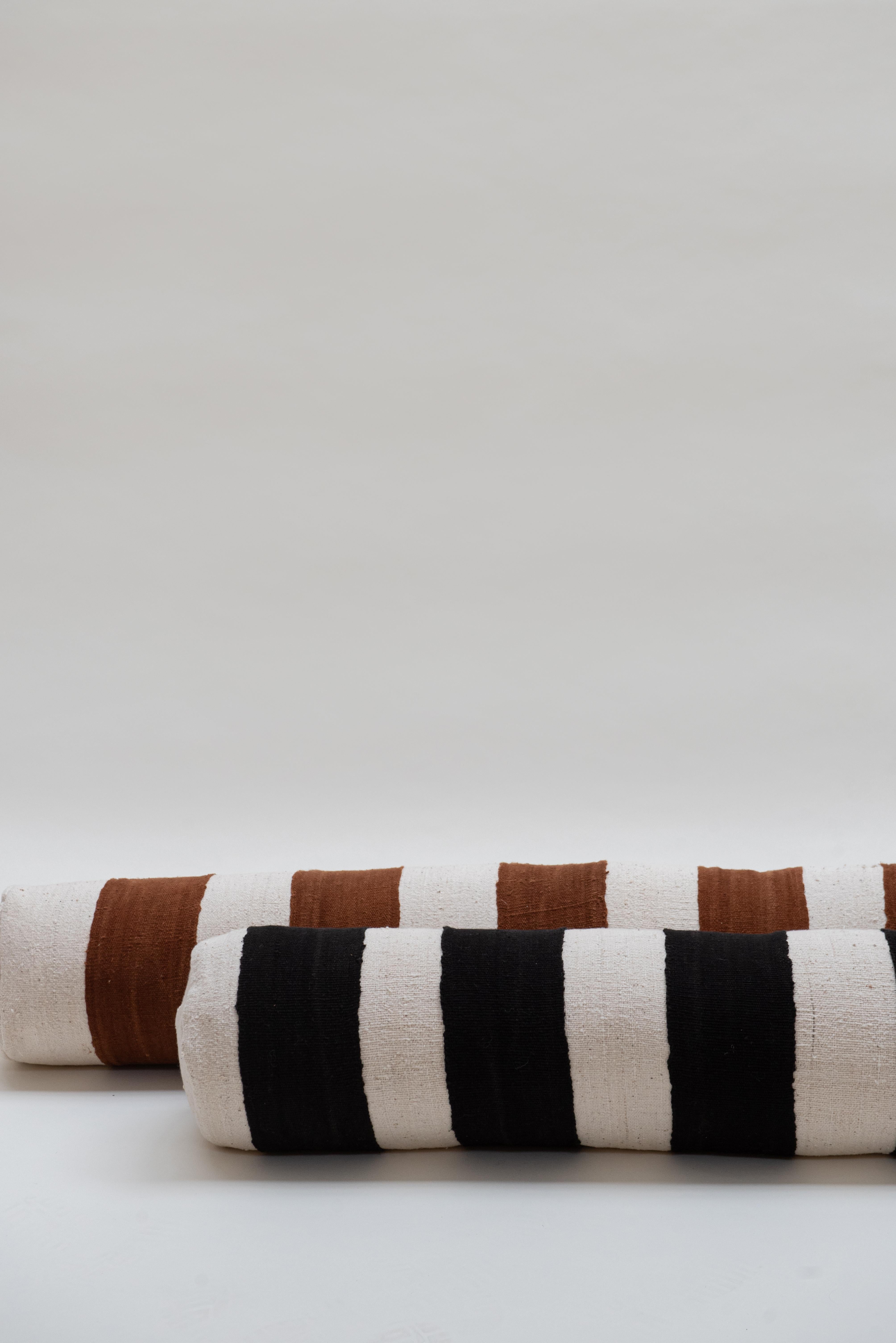 Dutch Contemporary Brown & White Handwoven Cushion / Bolster for on Your Bed or Sofa  For Sale