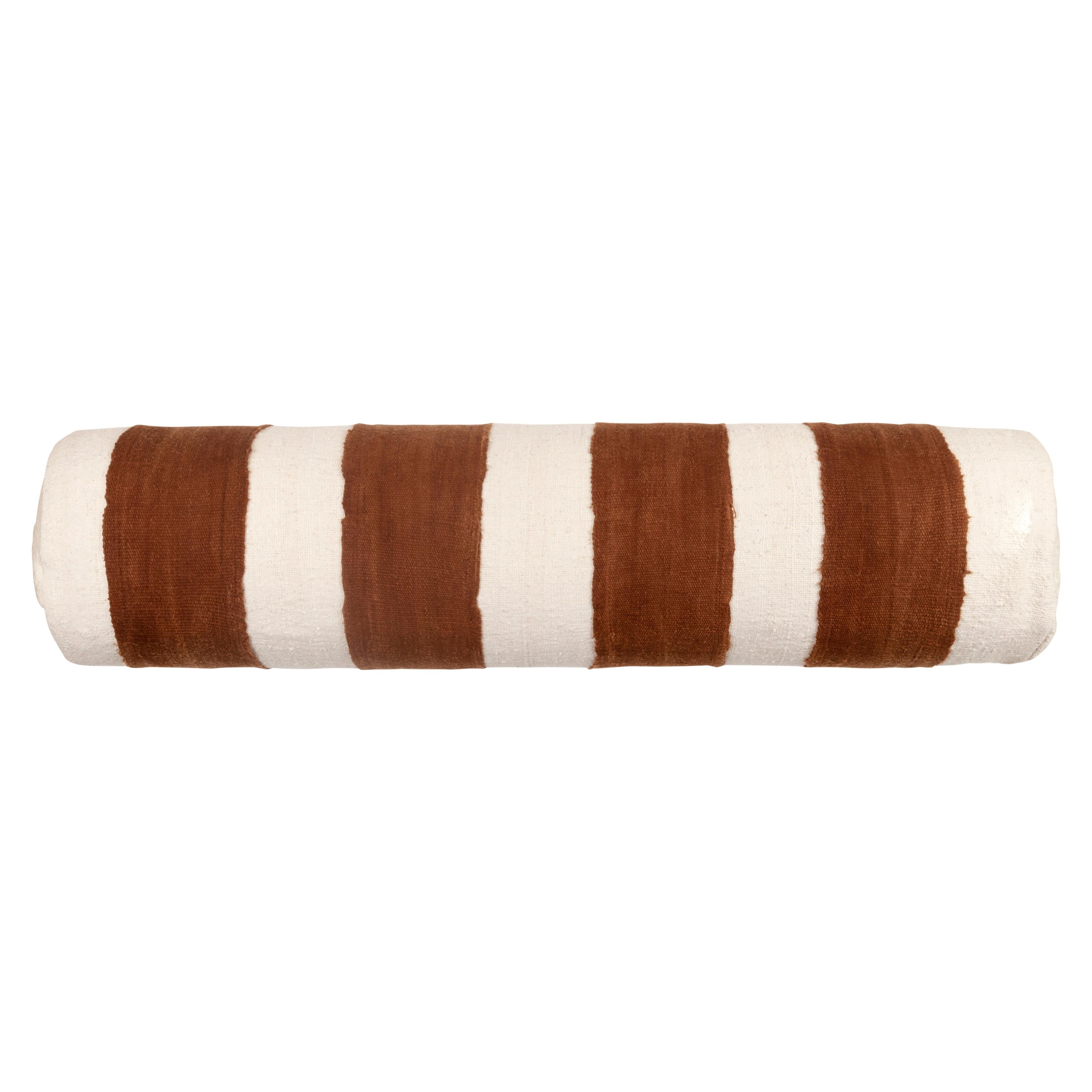 Contemporary Brown & White Handwoven Cushion / Bolster for on Your Bed or Sofa  In New Condition For Sale In Amsterdam, NL