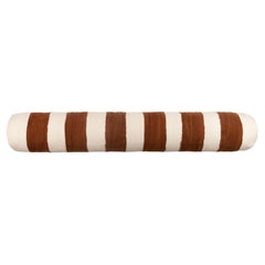 Contemporary Brown & White Handwoven Cushion / Bolster for on Your Bed or Sofa