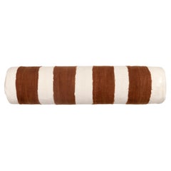 Contemporary Brown & White Handwoven Cushion / Bolster for on Your Bed or Sofa 