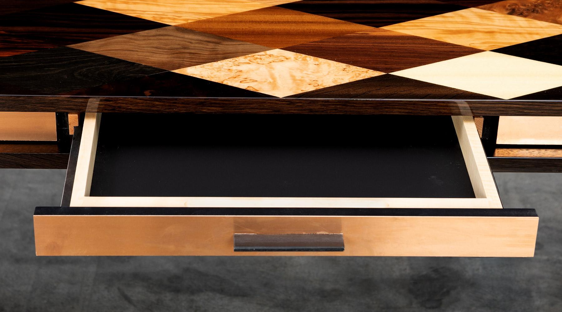 Veneer Contemporary Brown Wooden Desk by Johannes Hock 'a' For Sale