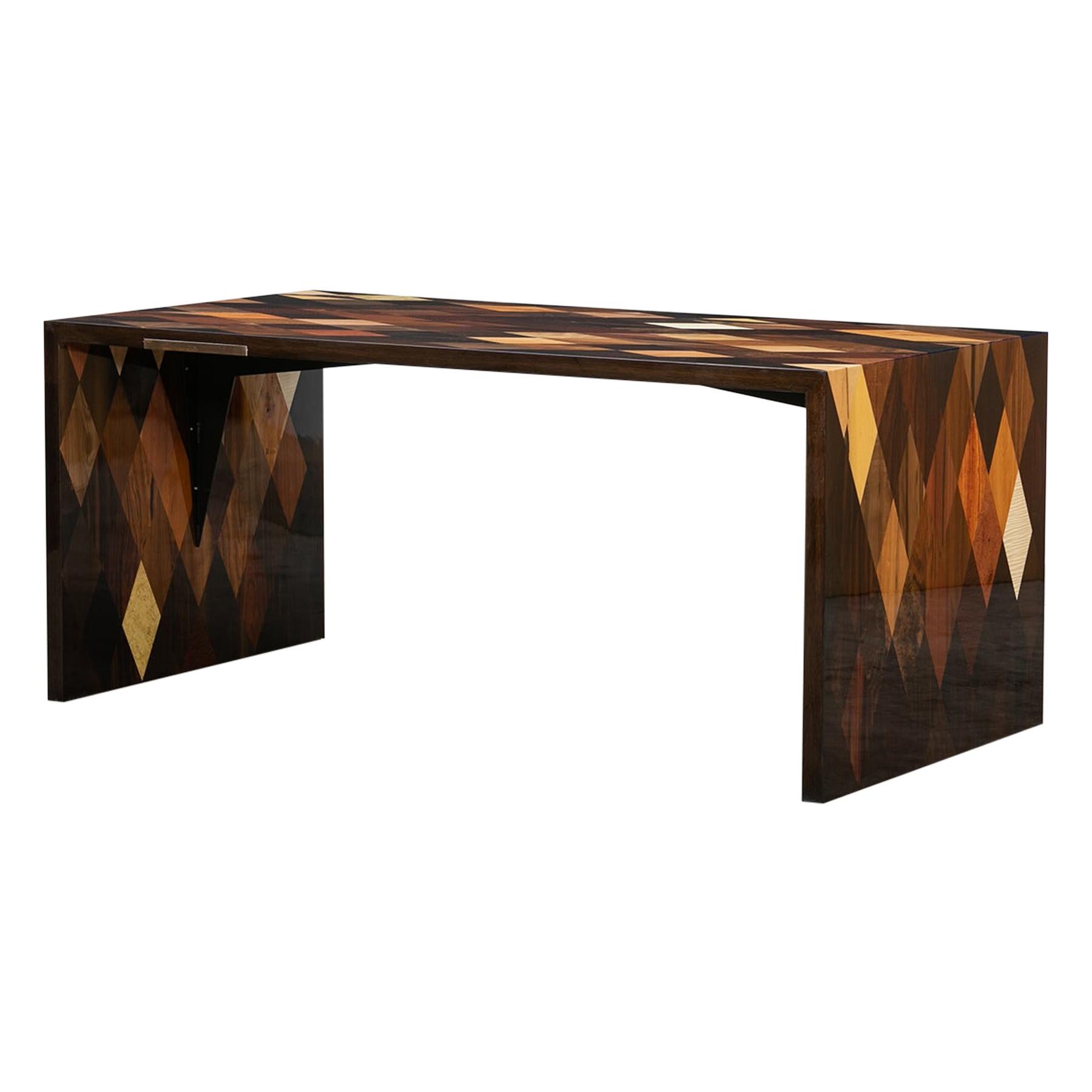 Contemporary Brown Wooden Desk by Johannes Hock 'L' For Sale