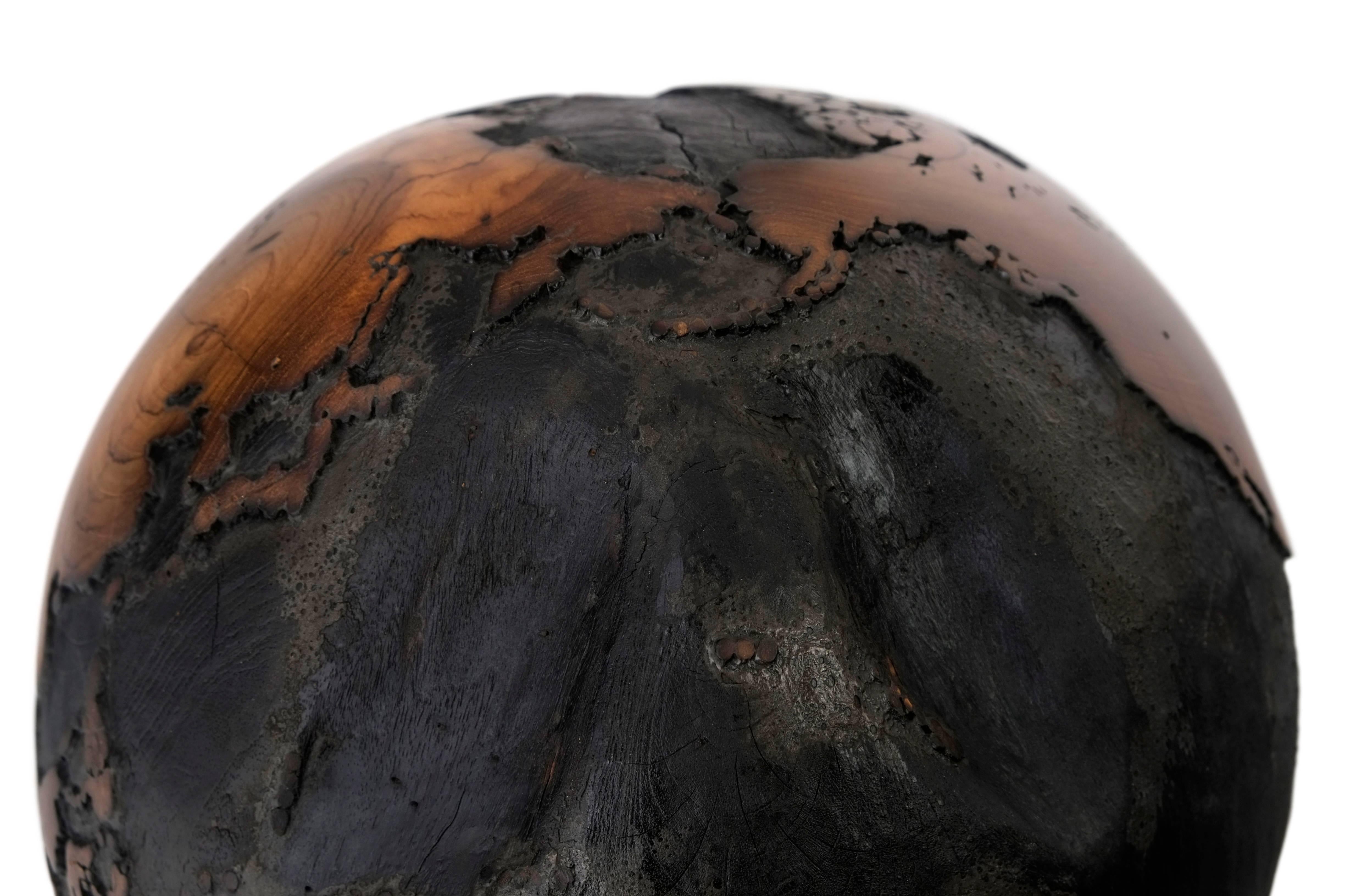 Contemporary Brulee, HB Globe Teak Root with Burnt Finishing 30cm, Saturday Sale 3