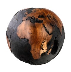 Contemporary Brulee, HB Globe Teak Root with Burnt Finishing 30cm, Saturday Sale