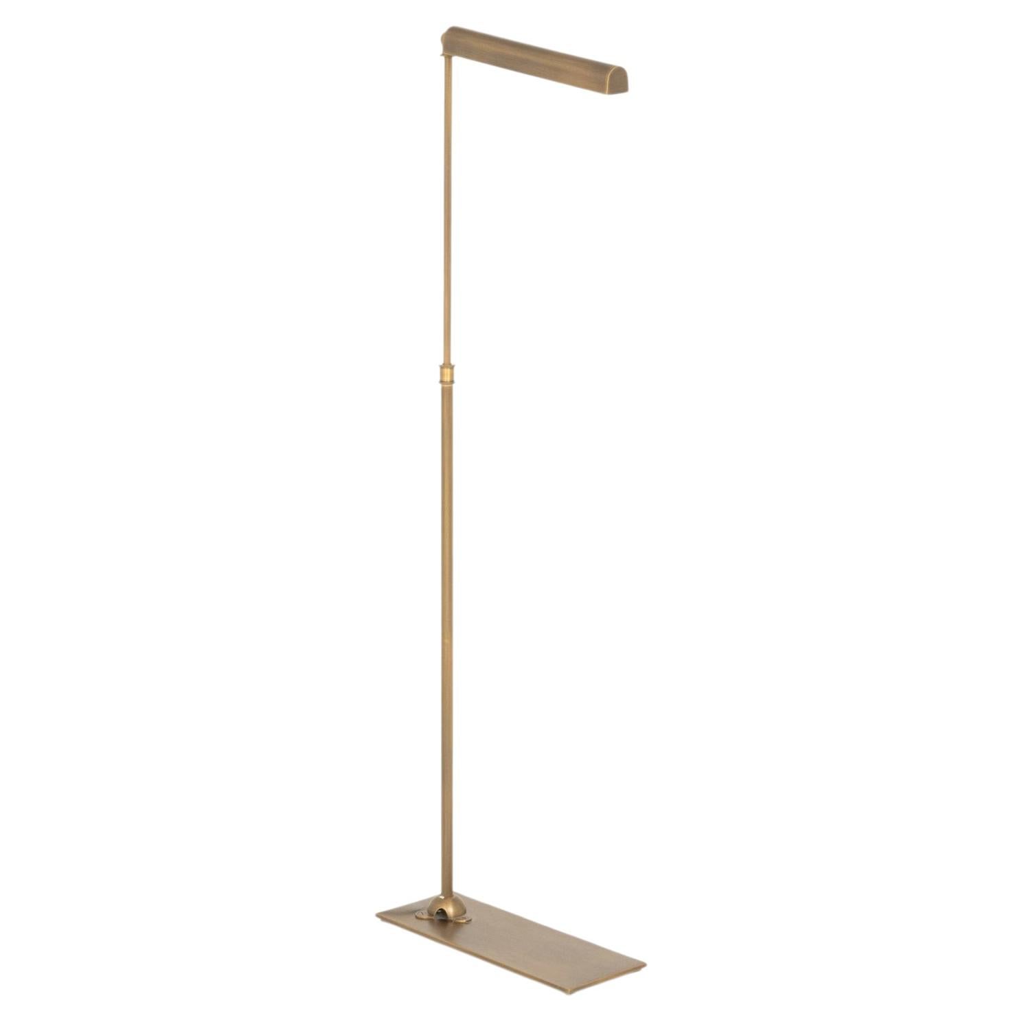 Contemporary Brushed Brass Adjustable Floor Lamp, Half Dome Shade